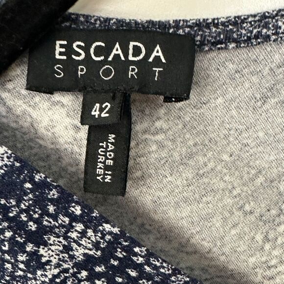 Escada Sport Blue Faux Wrap Midi Dress Blue Print Size 42 - Picture 9 of 11